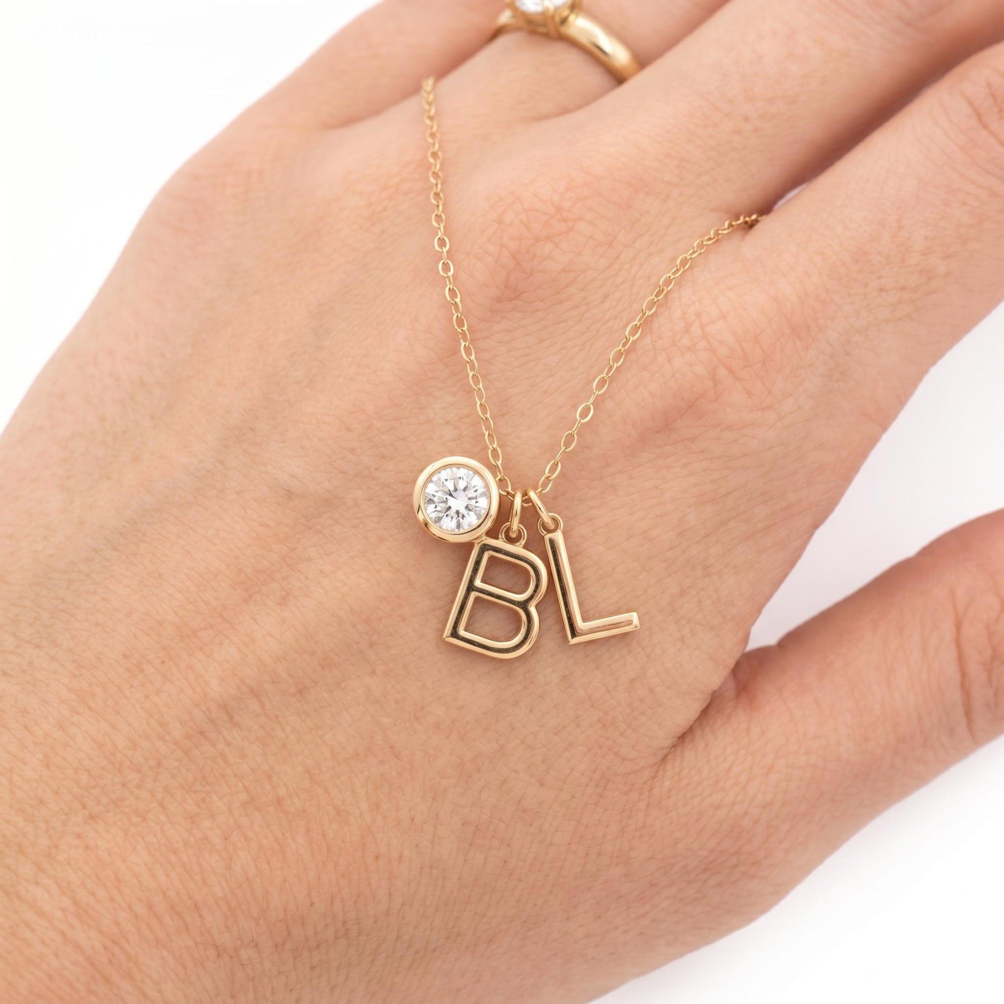 14K Gold Initial Necklace, Pendant Only – Chain Sold Separately - Melt'm Jewelry