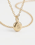 14k Solid Gold Rustic Pebble Initial Necklace - Melt'm Jewelry