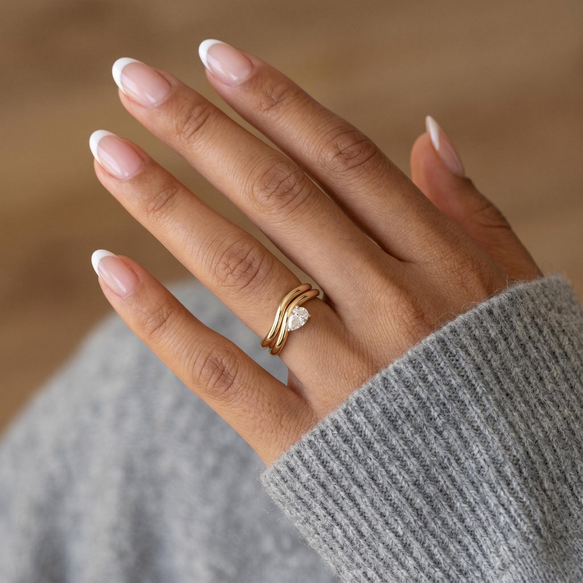 East West Pear Moissanite Ring 14k Gold, LIL JASMINE - Melt'm Jewelry