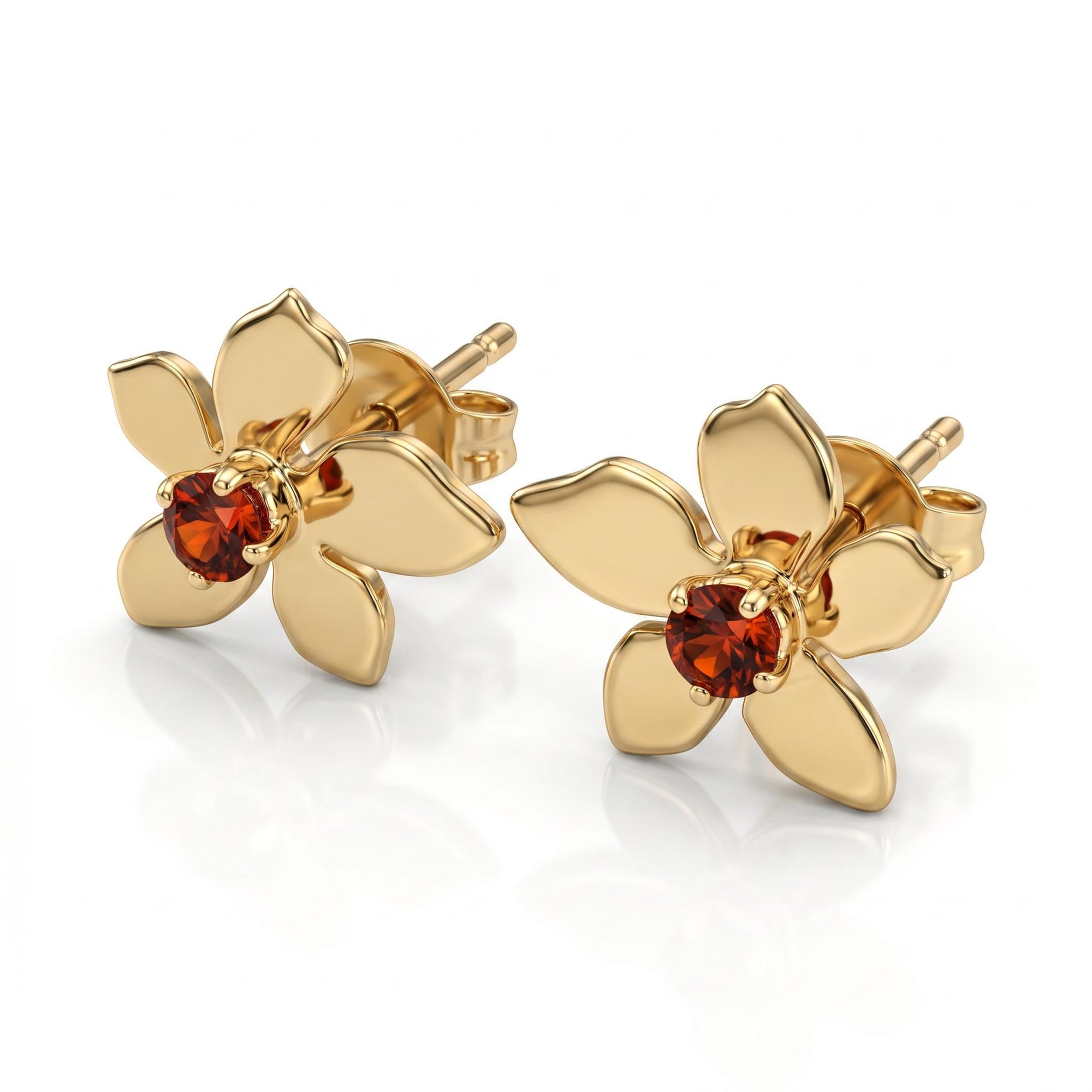 Sakura Cherry Blossom Earrings 14k Gold, with any Birthstone - Melt'm Jewelry