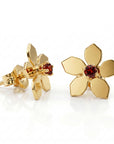 Sakura Cherry Blossom Earrings 14k Gold, with any Birthstone - Melt'm Jewelry