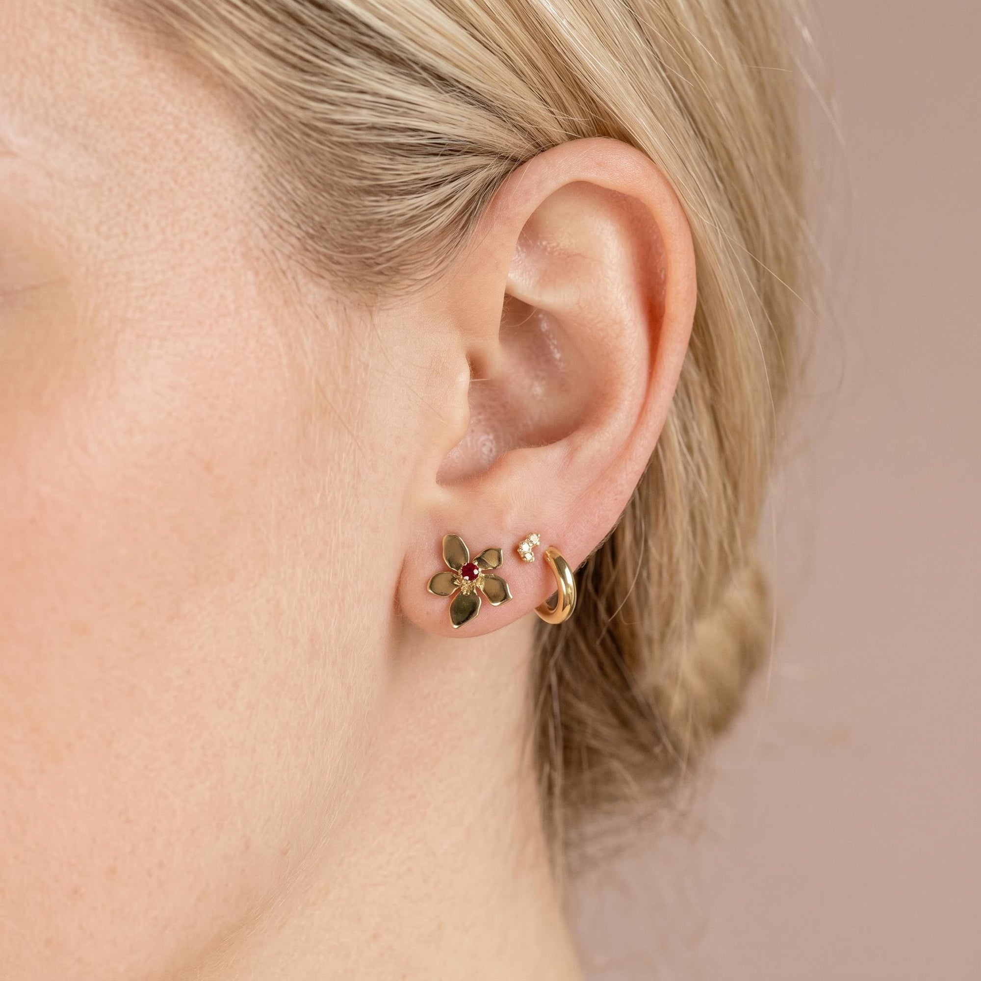 Sakura Cherry Blossom Earrings 14k Gold, with any Birthstone - Melt'm Jewelry