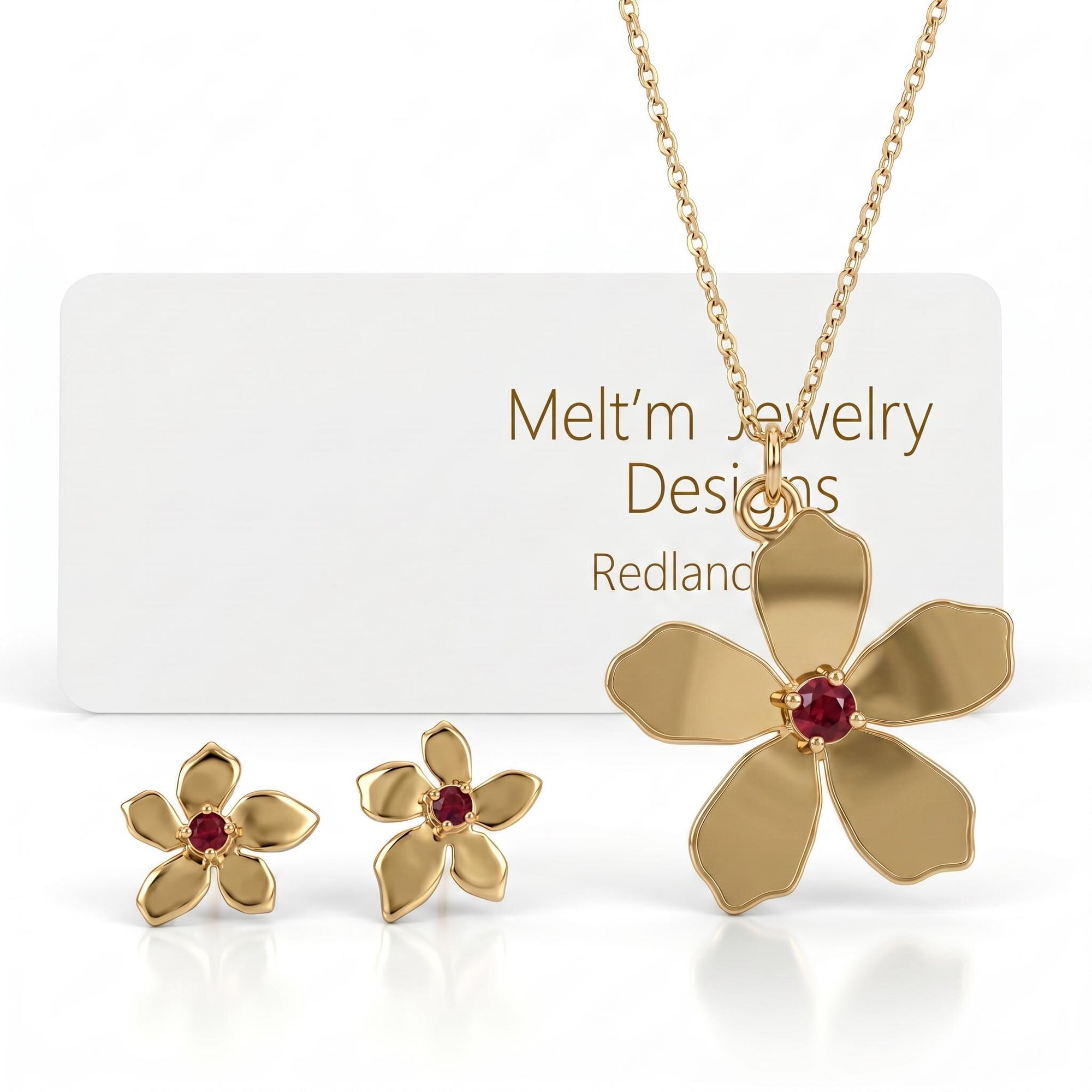Sakura Necklace 14k Solid Gold, Cherry Blossom Charm Pendant - Melt'm Jewelry