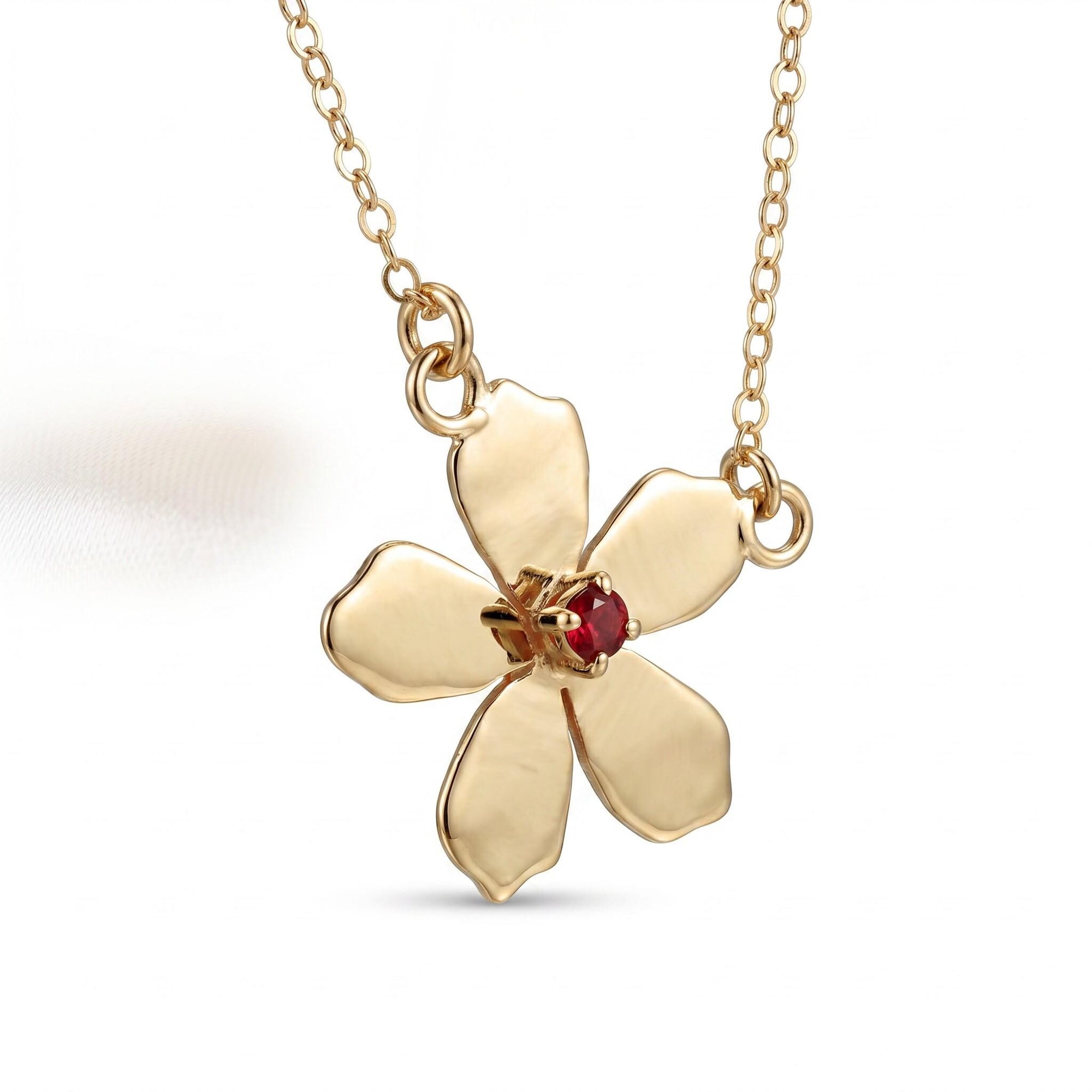 Sakura Necklace 14k Solid Gold, Cherry Blossom Charm Pendant - Melt'm Jewelry