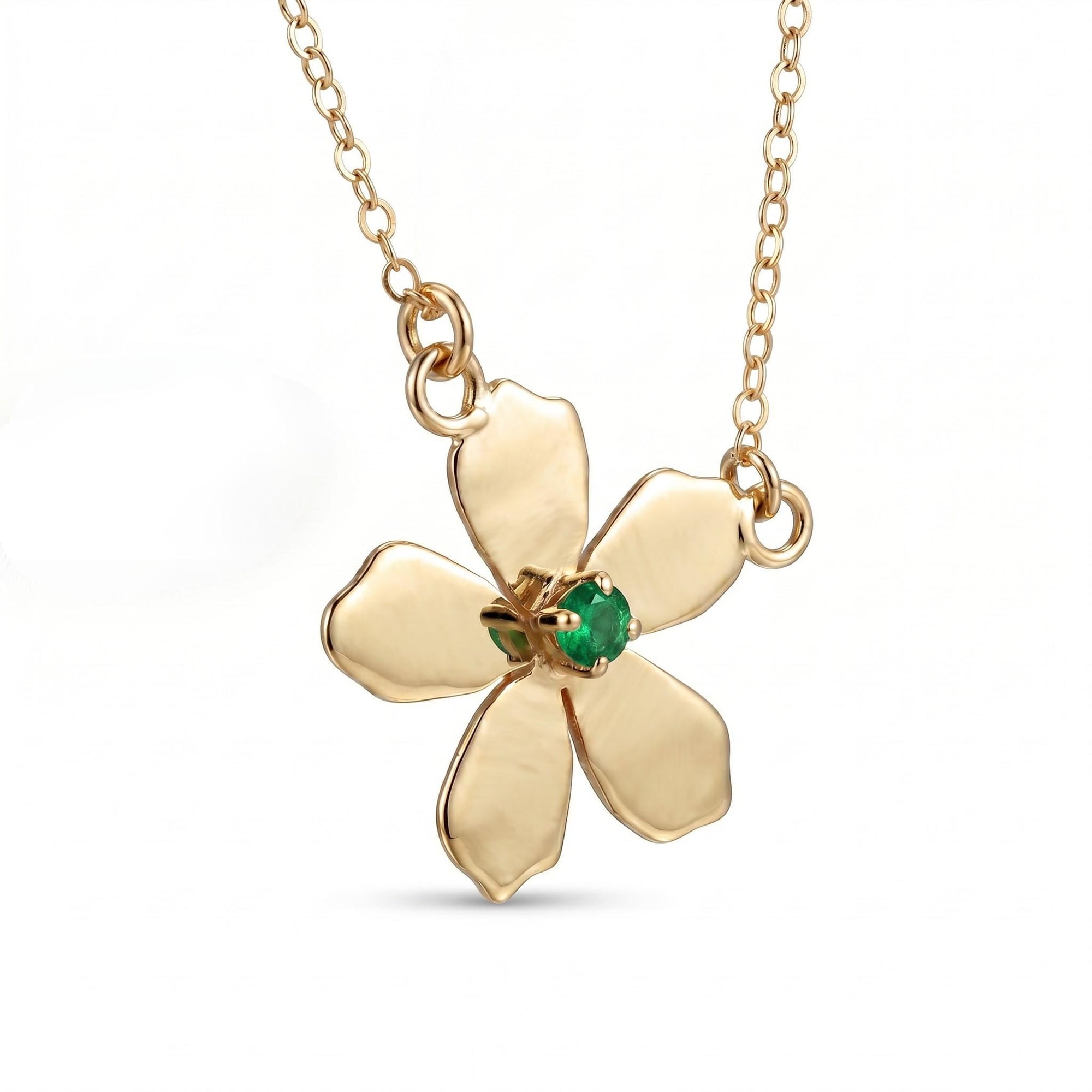 Sakura Necklace 14k Solid Gold, Cherry Blossom Charm Pendant - Melt'm Jewelry