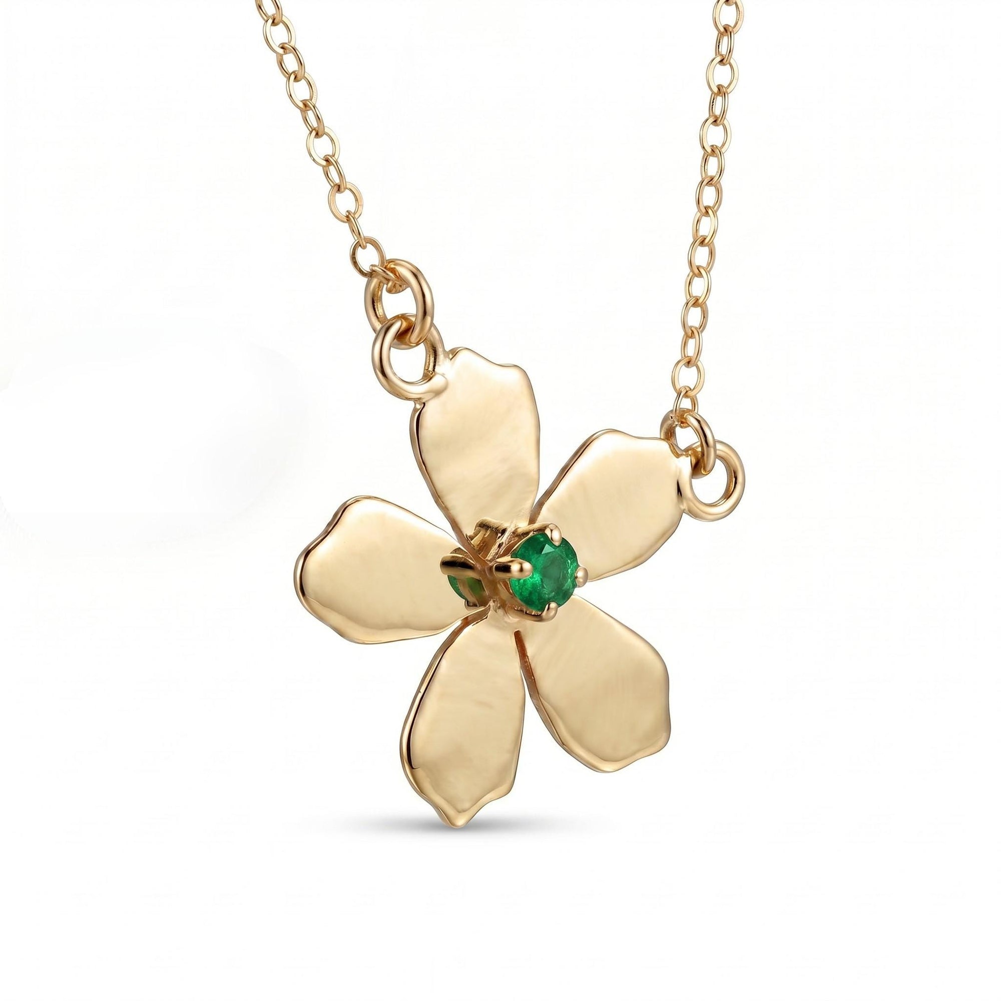 Sakura Necklace 14k Solid Gold, Cherry Blossom Charm Pendant - Melt'm Jewelry