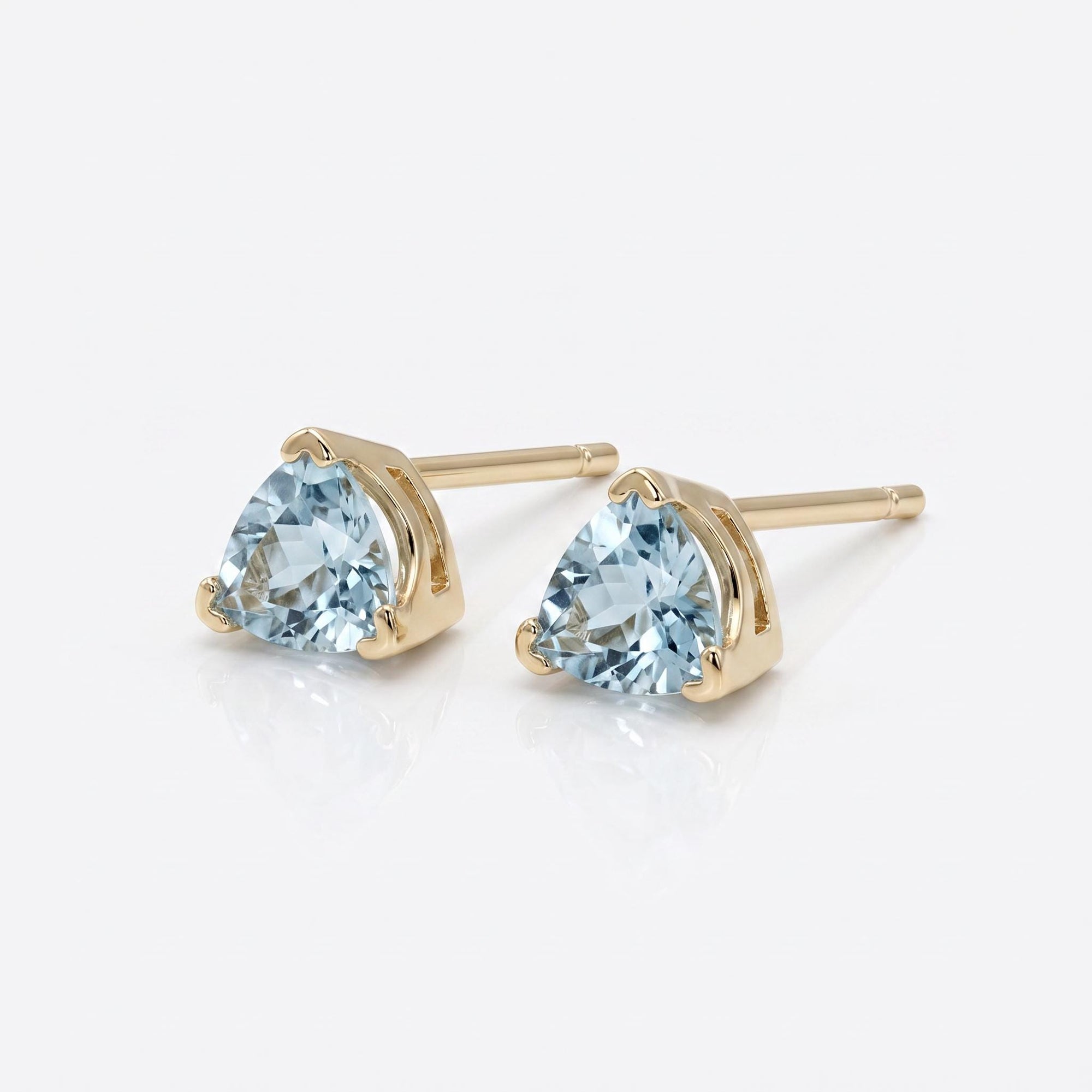 Trillion Blue Topaz Earrings 14k Gold, Gift For Her, Blue Topaz Stud Earrings - Melt'm Jewelry