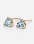 Trillion Blue Topaz Earrings 14k Gold, Gift For Her, Blue Topaz Stud Earrings - Melt'm Jewelry