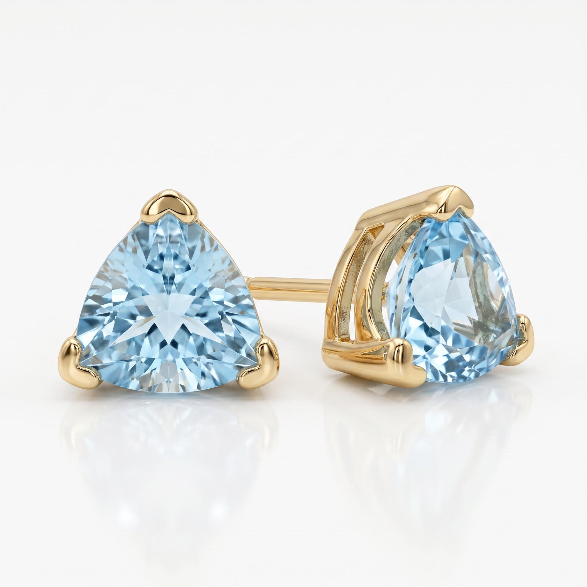 Trillion Blue Topaz Earrings 14k Gold, Gift For Her, Blue Topaz Stud Earrings - Melt'm Jewelry