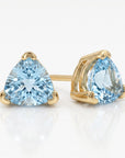 Trillion Blue Topaz Earrings 14k Gold, Gift For Her, Blue Topaz Stud Earrings - Melt'm Jewelry