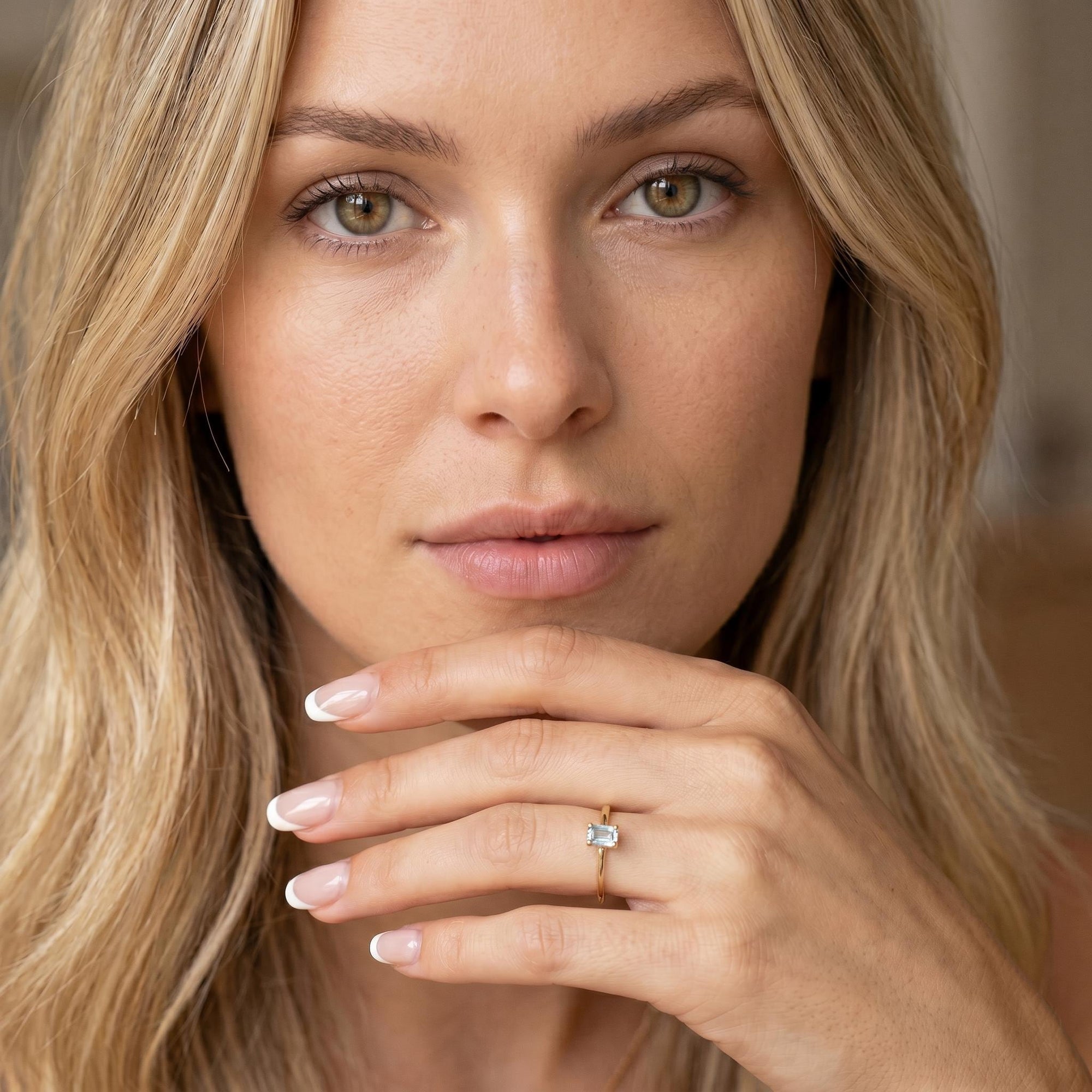 14k Gold Emerald Cut Aquamarine Ring - Melt'm Jewelry