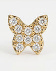 CZ Butterfly Flat Back Earrings 14k Solid Gold (single or pair)