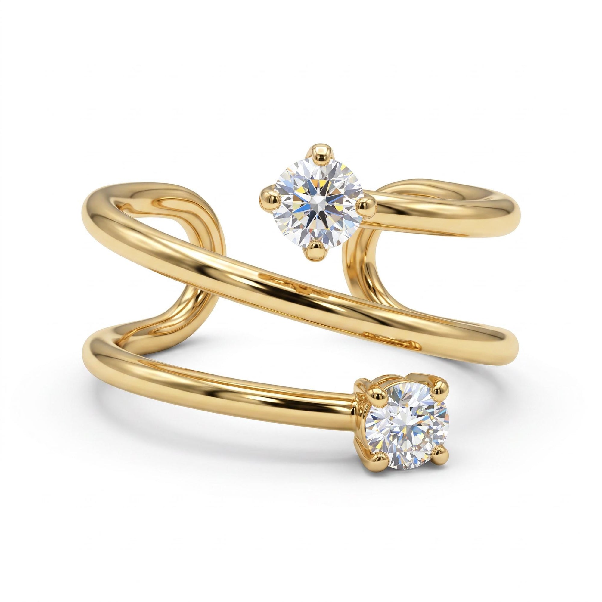 14k Gold Cz Ear Cuff, Single (Half Pair) - Melt'm Jewelry
