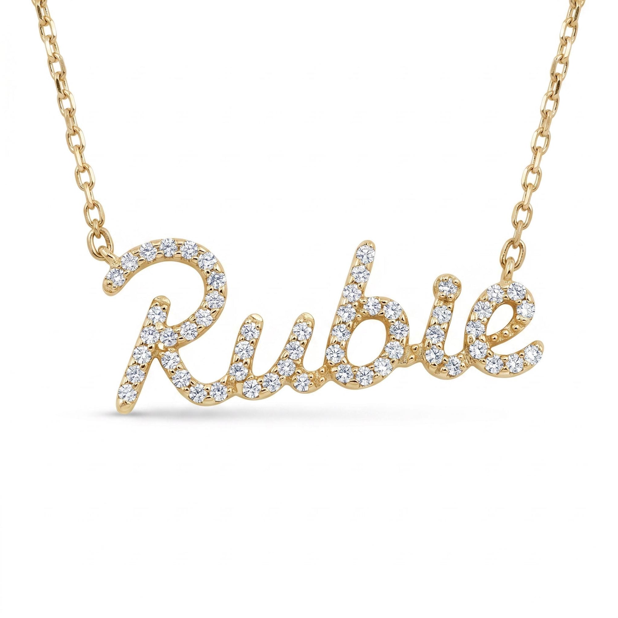 14K Solid Gold Diamond Name Necklace - Custom Personalized Jewelry - Melt'm Jewelry