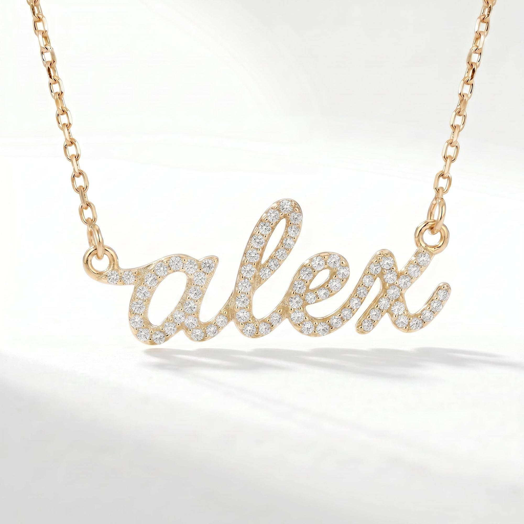 14K Solid Gold Diamond Name Necklace - Custom Personalized Jewelry - Melt'm Jewelry