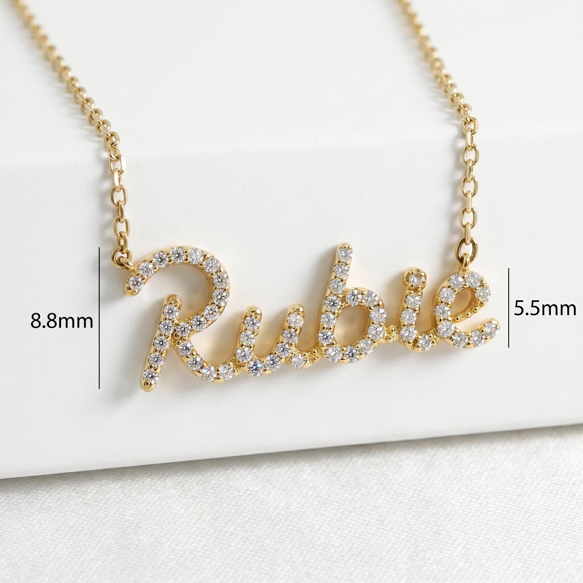 14K Solid Gold Diamond Name Necklace - Custom Personalized Jewelry - Melt'm Jewelry