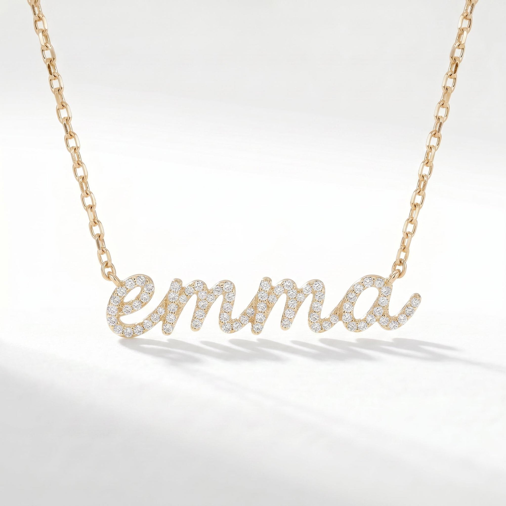 14K Solid Gold Diamond Name Necklace - Custom Personalized Jewelry - Melt'm Jewelry