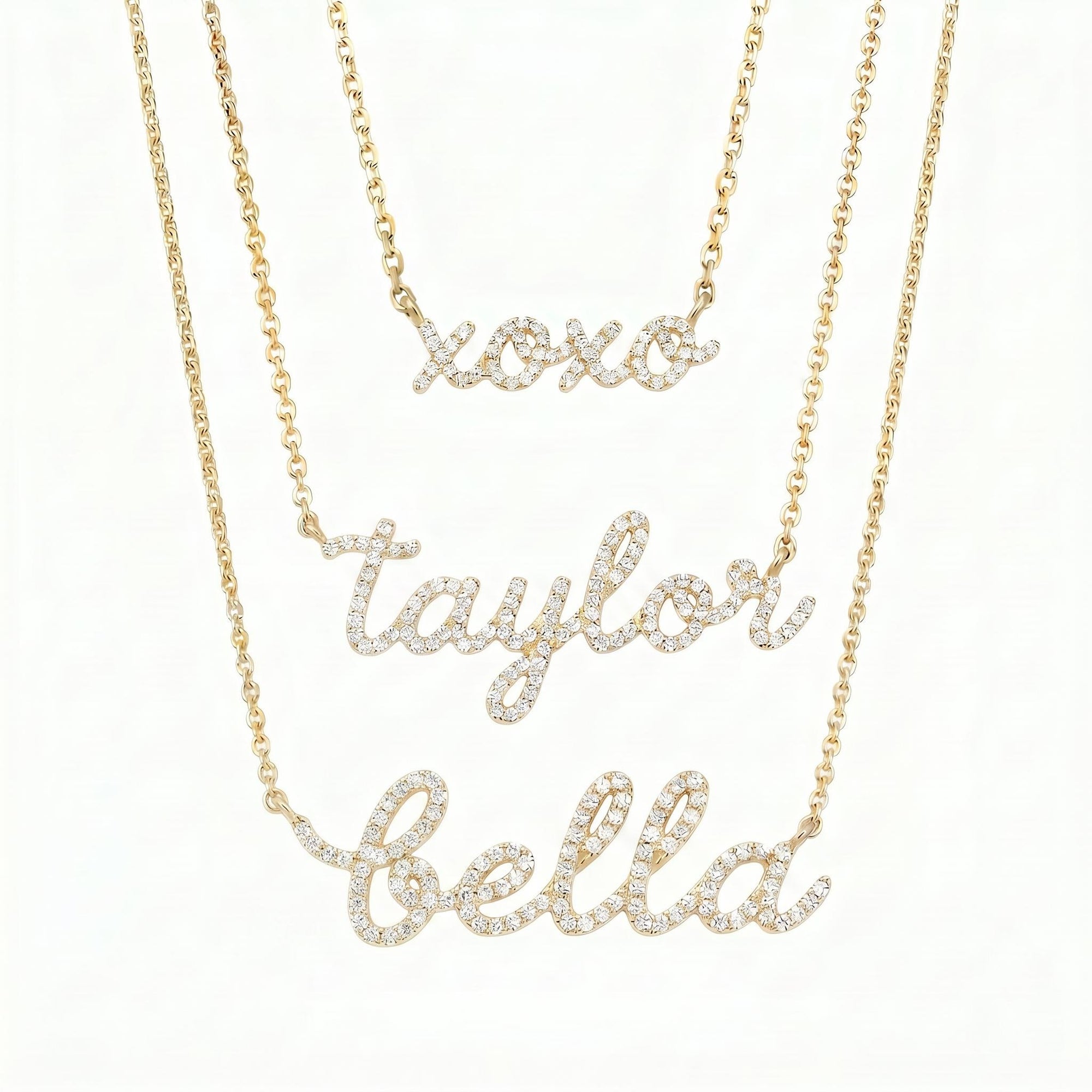 14K Solid Gold Diamond Name Necklace - Custom Personalized Jewelry - Melt'm Jewelry