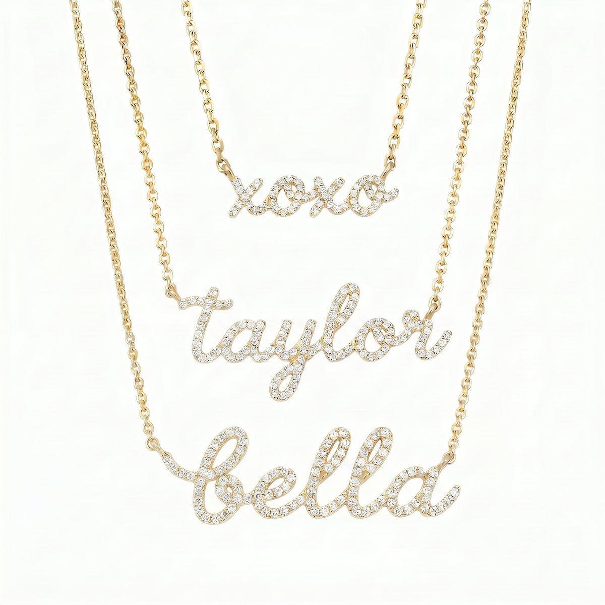 14K Solid Gold Diamond Name Necklace - Custom Personalized Jewelry