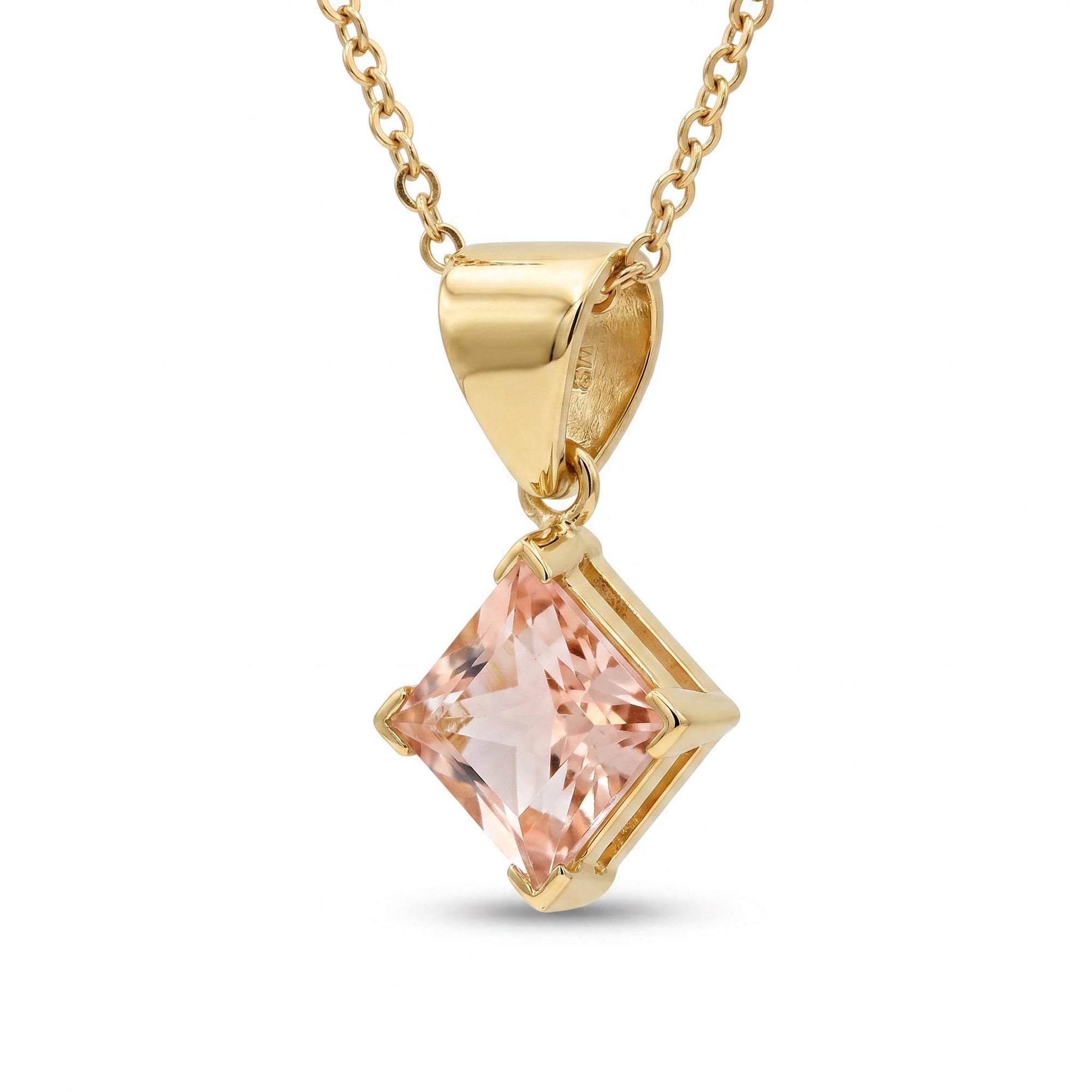 Blush Princess Morganite Necklace in1 4k Solid Gold