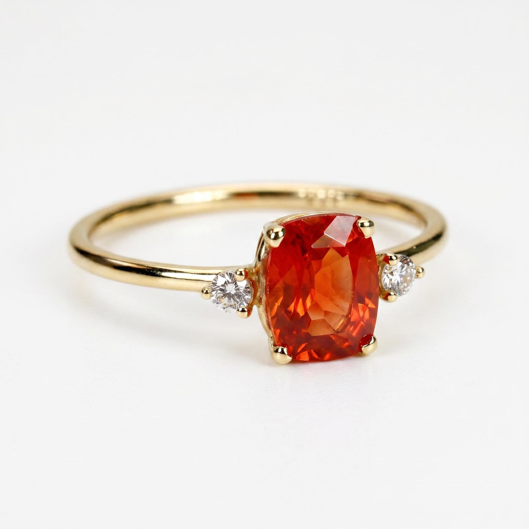 Diamond Accent Elongated Cushion Sunstone Ring - Melt'm Jewelry