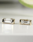 Baguette Diamond Stud Earrings 14k Gold - Melt'm Jewelry