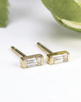 Baguette Diamond Stud Earrings 14k Gold - Melt'm Jewelry