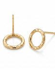 14k Hammered Gold Circle Stud Earrings - Melt'm Jewelry