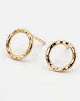 14k Hammered Gold Circle Stud Earrings - Melt'm Jewelry