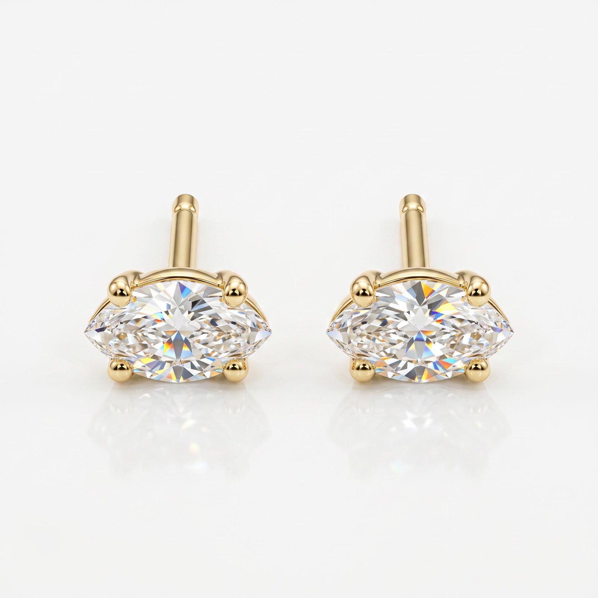 Marquise Diamond Stud Earrings, 0.14 ct VS Diamond Earrings 14k Gold - Melt'm Jewelry