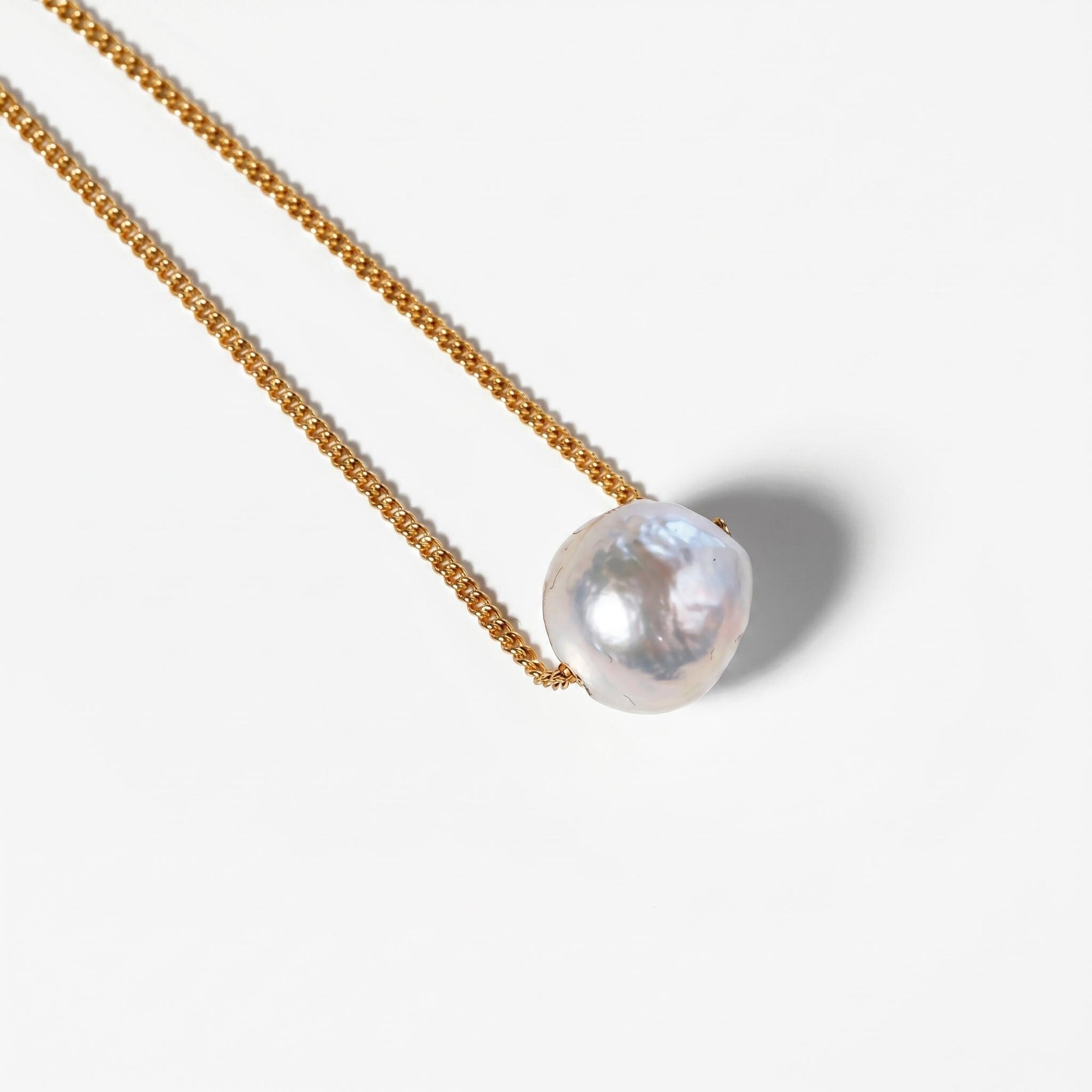 Natural Siding Pearl Necklace, June Birthstone Jewelry Gold Filled - Melt'm Jewelry
