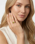 Princess Cut (Square) Peridot Ring 14k White Gold Bezel Setting - Melt'm Jewelry