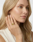 Princess Cut (Square) Peridot Ring 14k White Gold Bezel Setting - Melt'm Jewelry