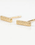 14k Solid Gold Hammered Bar Stud Earrings (SINGLE OR PAIR) - Melt'm Jewelry