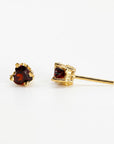 Garnet Heart Stud Earrings 14k Gold - Melt'm Jewelry