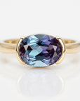 East West Half Bezel Sapphire Engagement Ring 14k Gold - Melt'm Jewelry