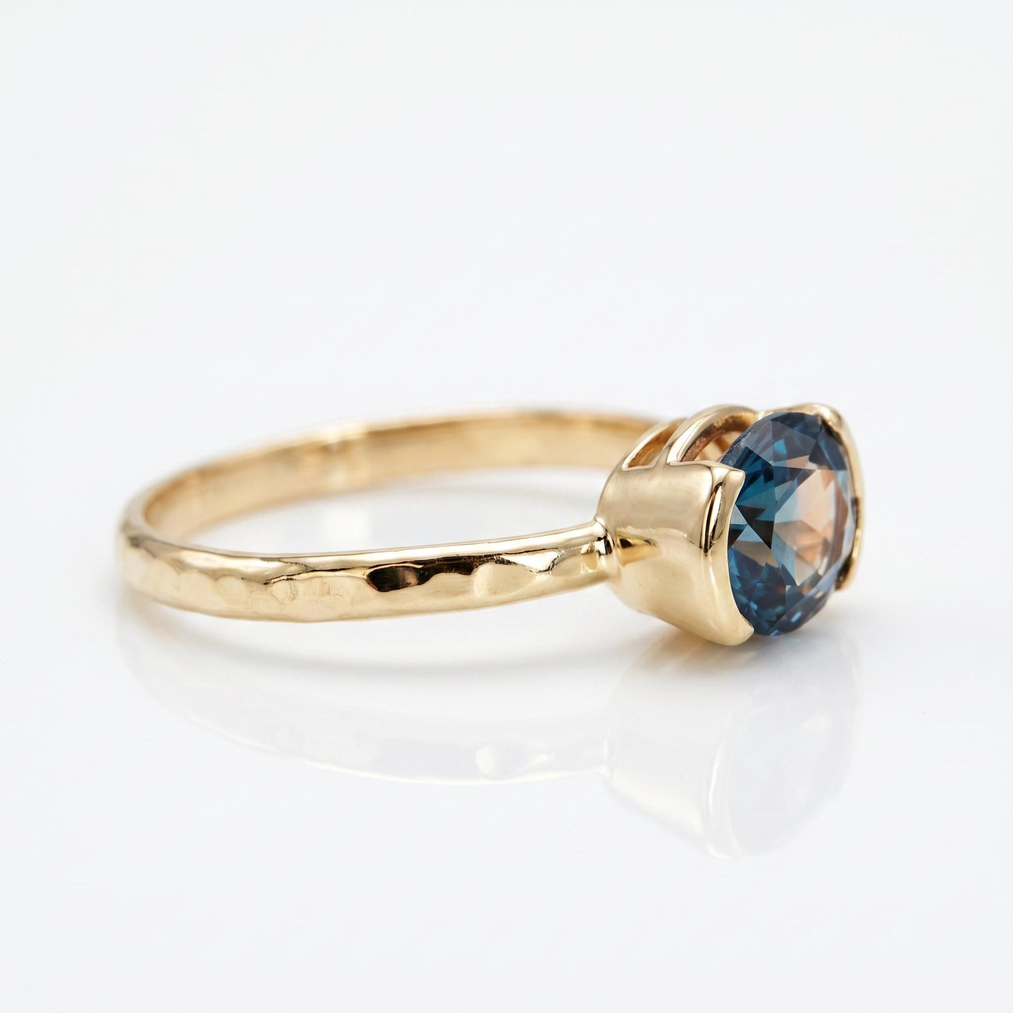East West Half Bezel Sapphire Engagement Ring 14k Gold
