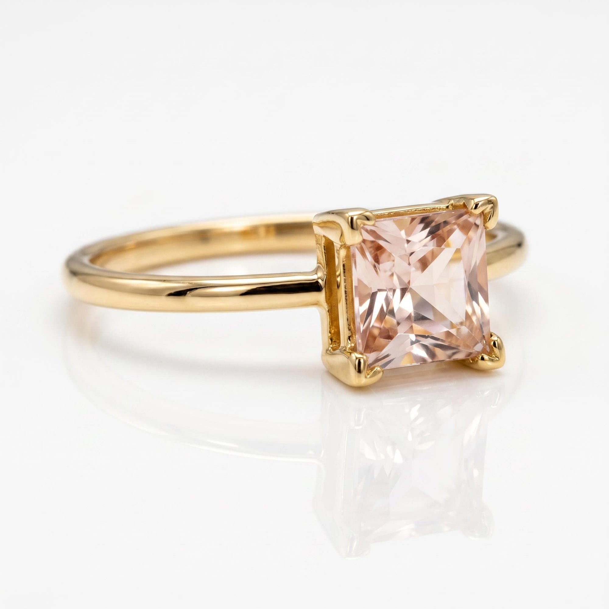 14k Gold Princess Cut Morganite Ring - Melt'm Jewelry
