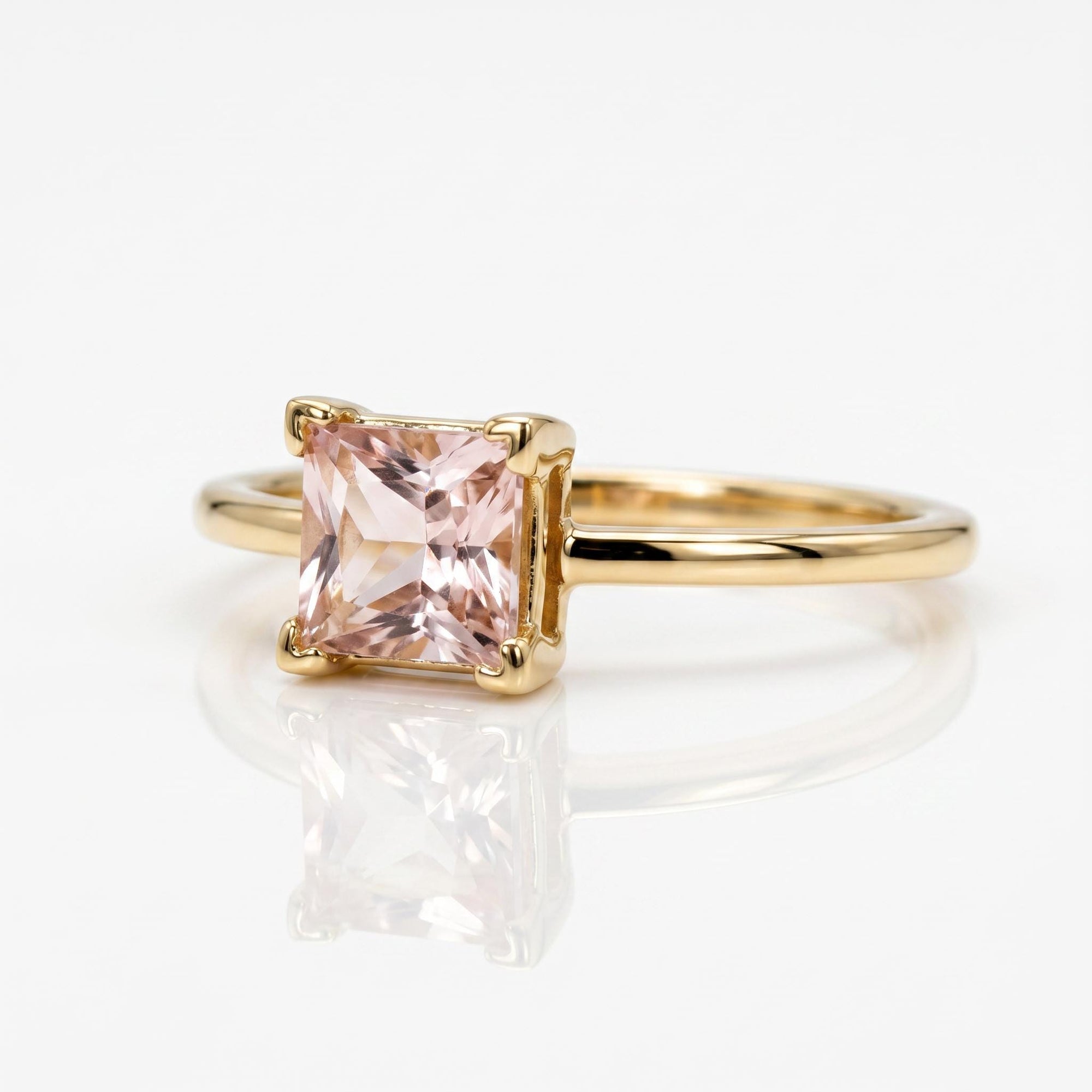 14k Gold Princess Cut Morganite Ring - Melt'm Jewelry