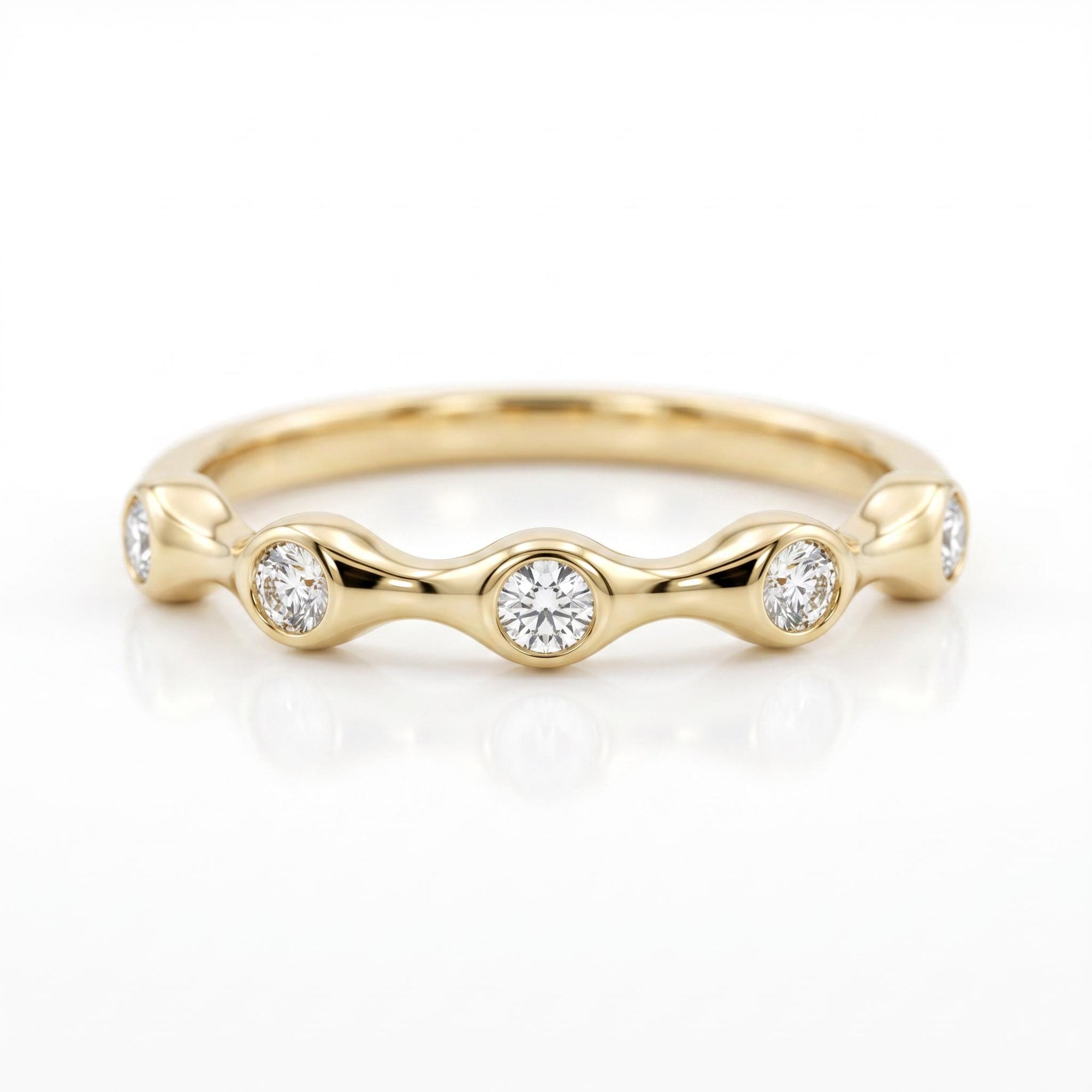 Five Diamond Wedding Band in 14k Yellow Gold - Melt'm Jewelry