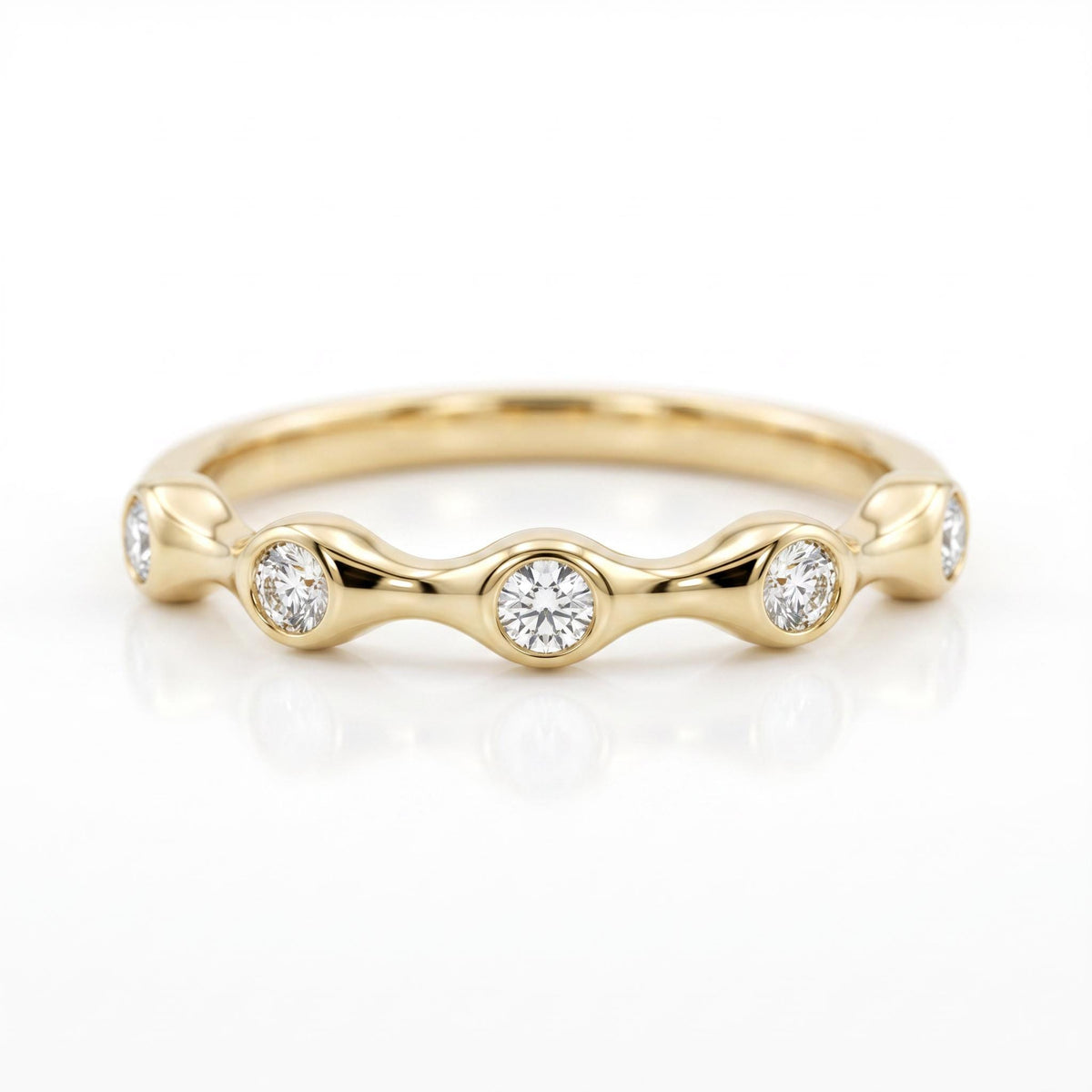 Five Diamond Wedding Band in 14k Yellow Gold