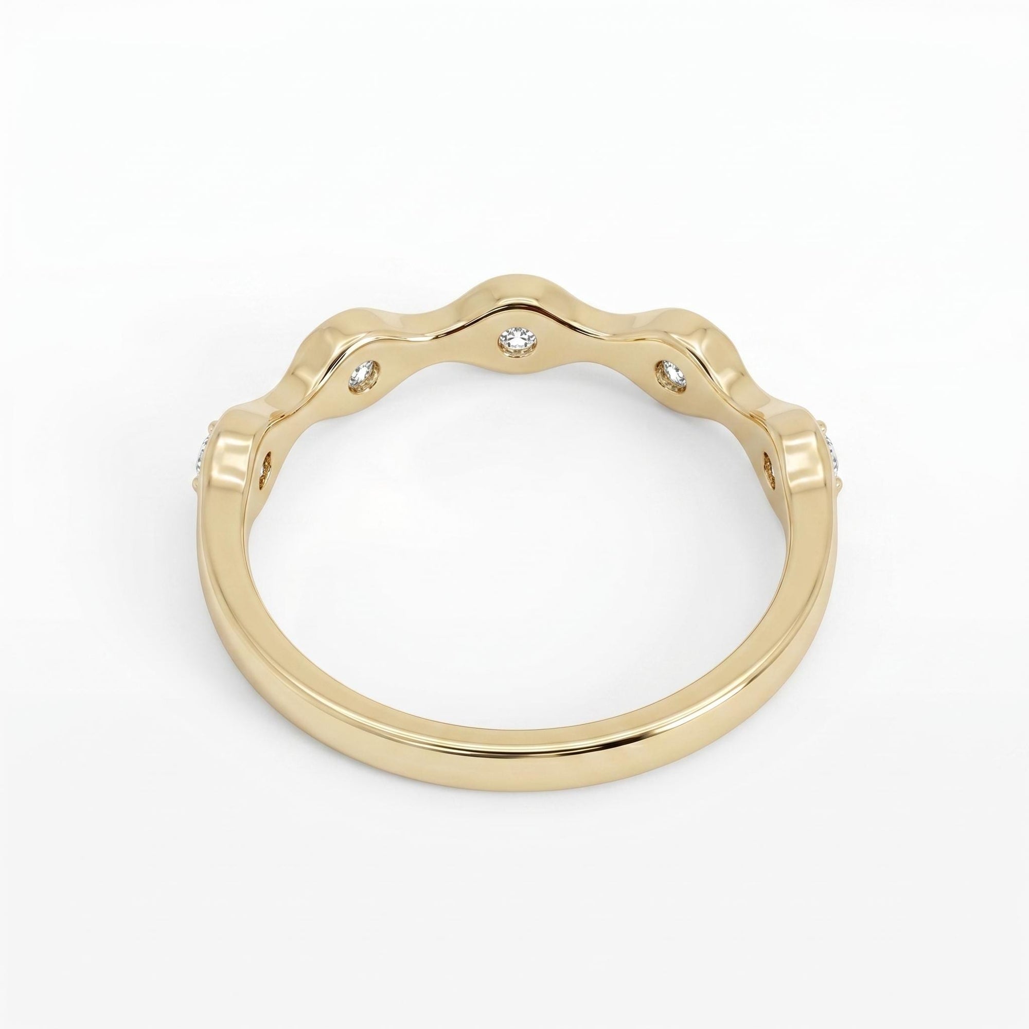Five Diamond Wedding Band in 14k Yellow Gold - Melt'm Jewelry