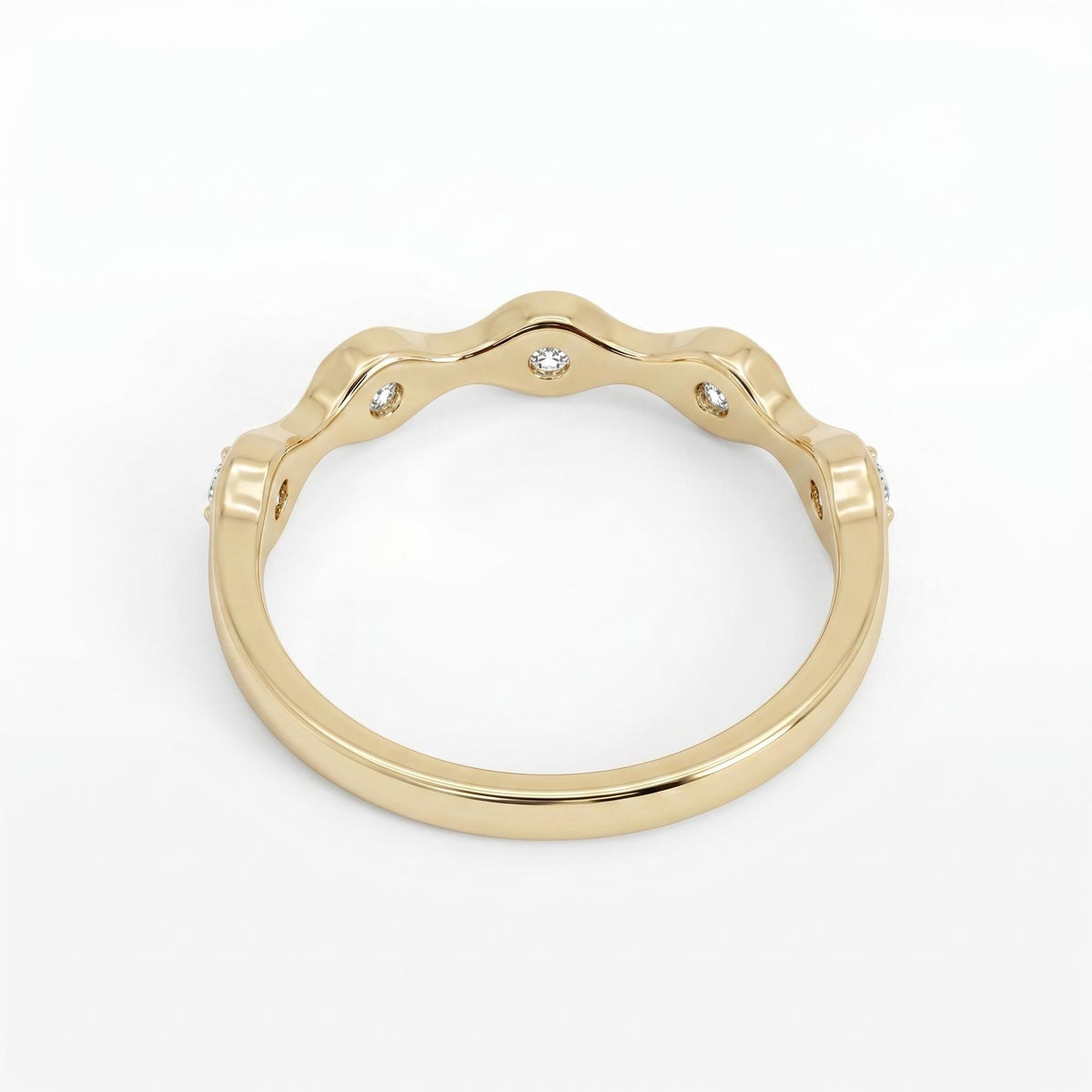 Five Diamond Wedding Band in 14k Yellow Gold - Melt'm Jewelry