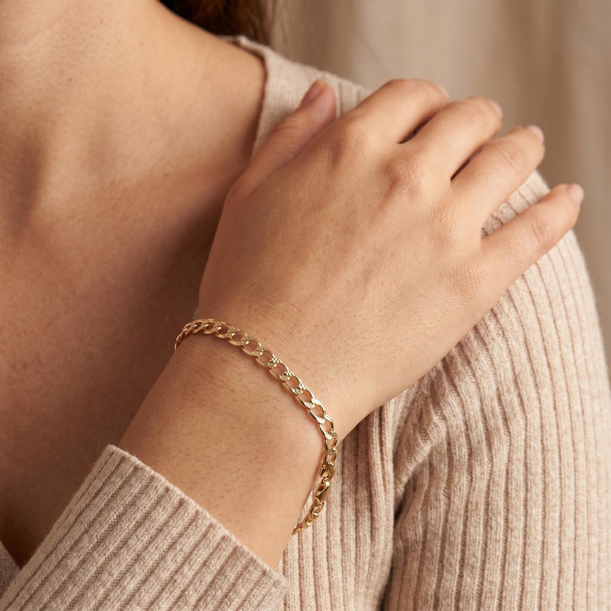 Thick Curb Chain Bracelet, Gold Filled or Sterling Silver - Melt'm Jewelry