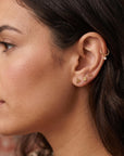Teeny Tiny Pyramid Flat Back Earrings 14k Solid Gold, Internally Threaded Ear piercings - Melt'm Jewelry