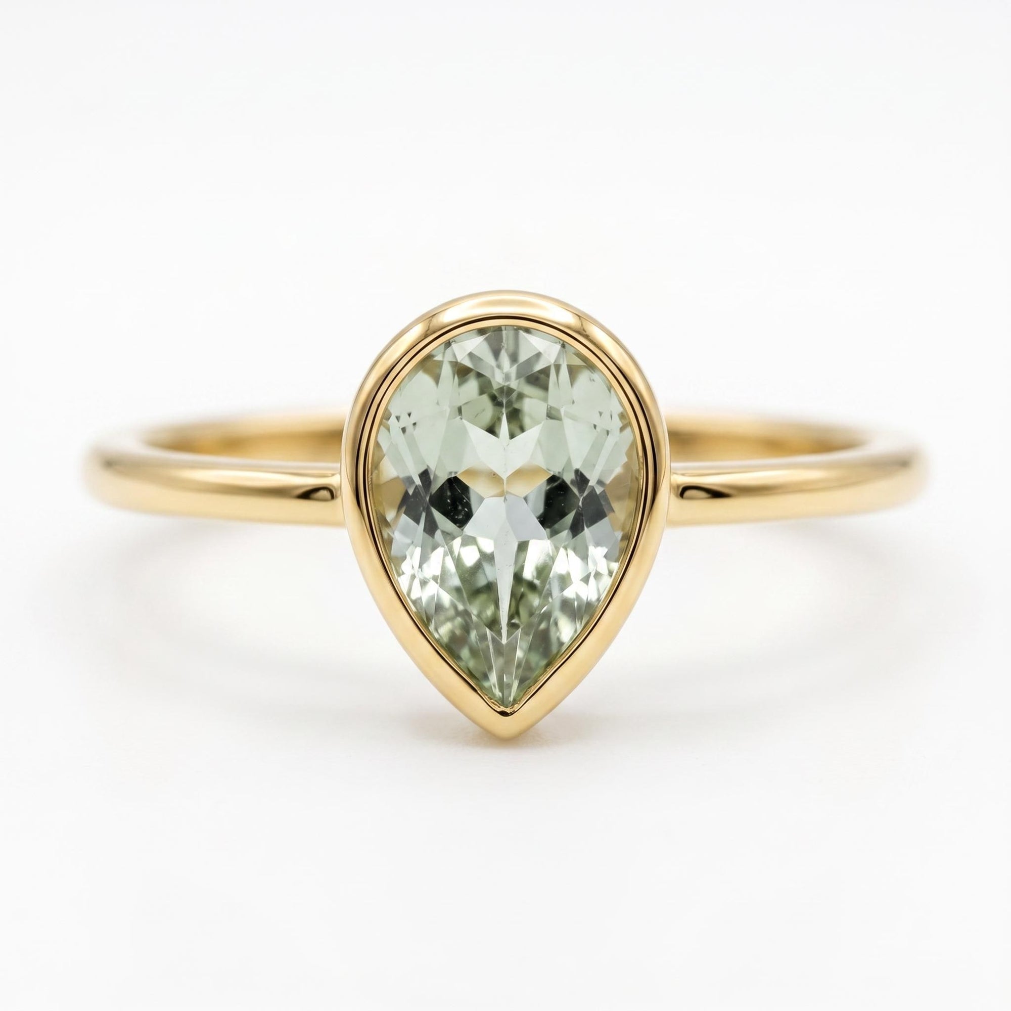 Pear Green Tourmaline Ring 14k Gold - Melt'm Jewelry
