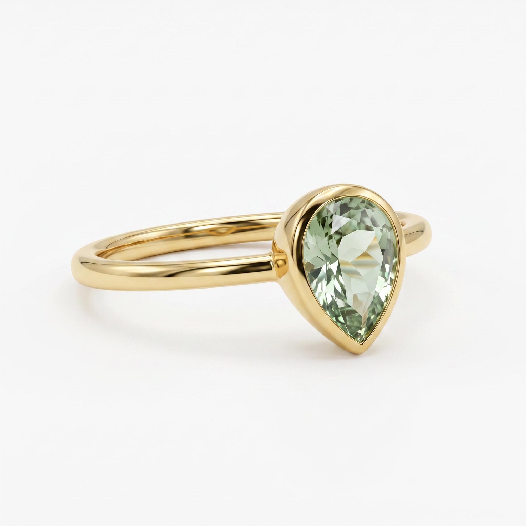 Pear Green Tourmaline Ring 14k Gold - Melt'm Jewelry