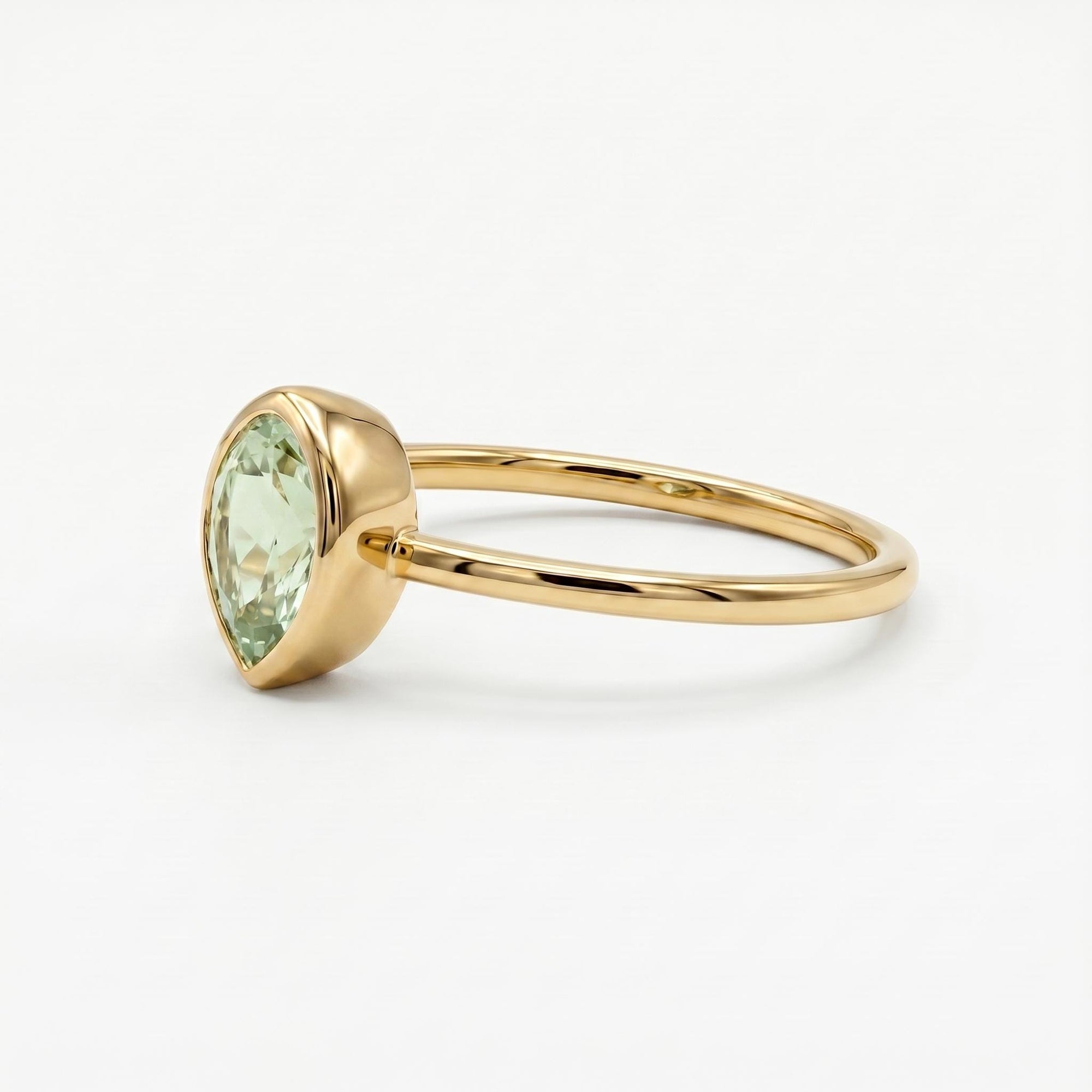 Pear Green Tourmaline Ring 14k Gold - Melt'm Jewelry