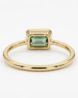 Emerald Cut Bezel Set Green Tourmaline Ring in 14k Gold - Melt'm Jewelry