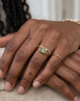 Emerald Cut Bezel Set Green Tourmaline Ring in 14k Gold - Melt'm Jewelry